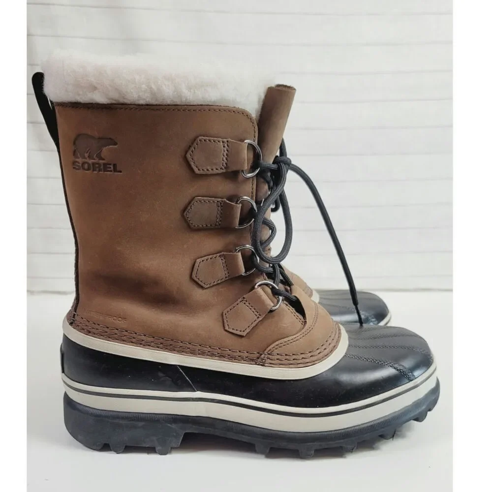 SOREL 1964 Pac Nylon Waterproof Snow Boots in Tabacco Black, sz 8.5